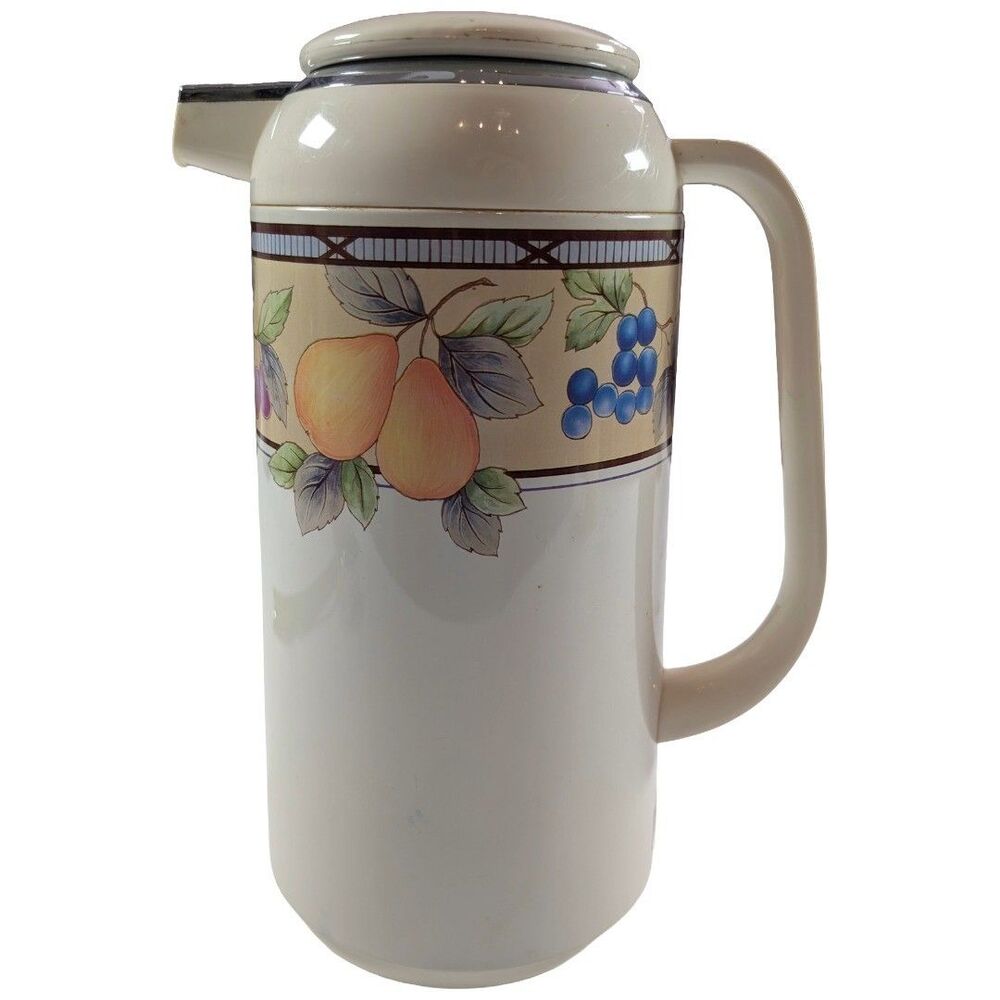 Vintage Mikasa Intaglio Garden Harvest Thermal Carafe 1 Liter Fruit 10.5"
